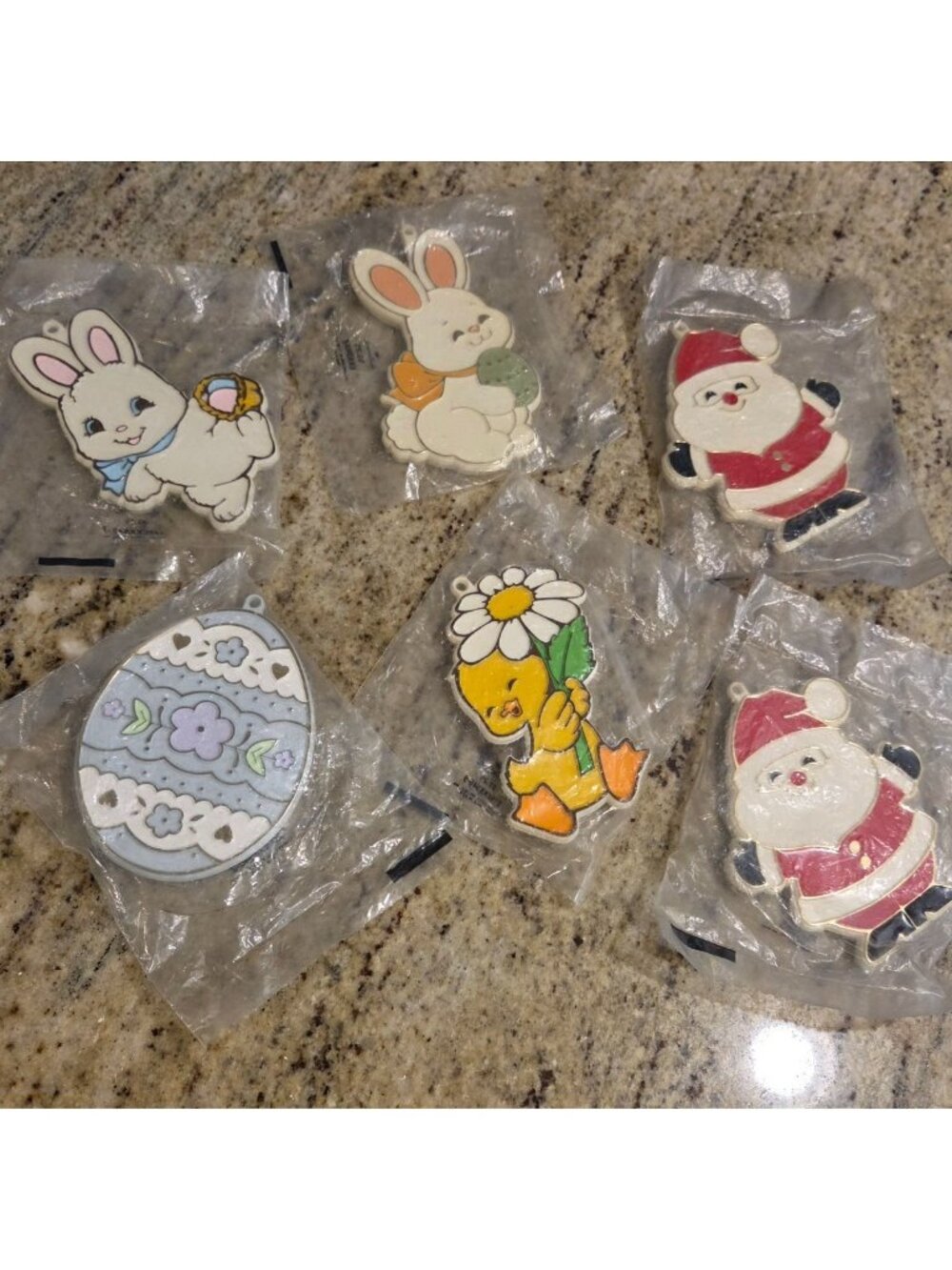 New! Lot of 6 Hallmark Vintage Plastic Cookie Cutters Tag Easter Bunny Egg Santa